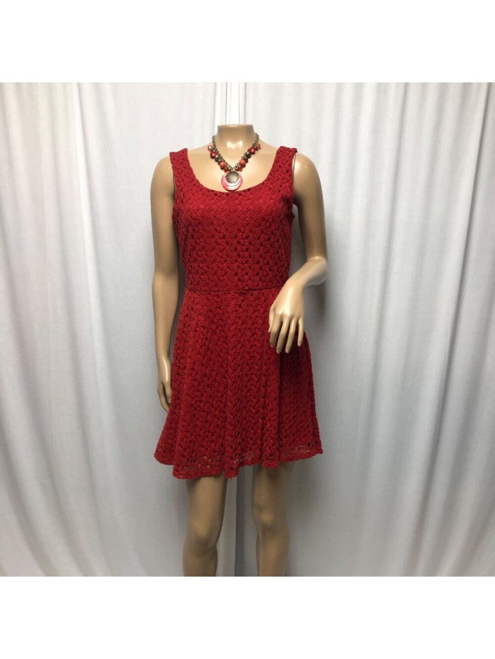 Lily Rose Short Dress Womens Size Small Red Lace Lined Stretchy Sleeveless